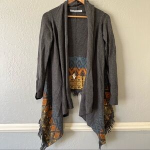 Woolrich Wool Blend Open Front Cardigan Aztec Southwest Print